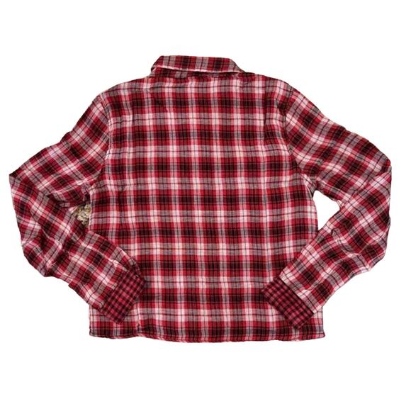 NWT Francesca's Dizzy Gal Red, Black & White Plaid Button Shirt - Picture 2 of 10
